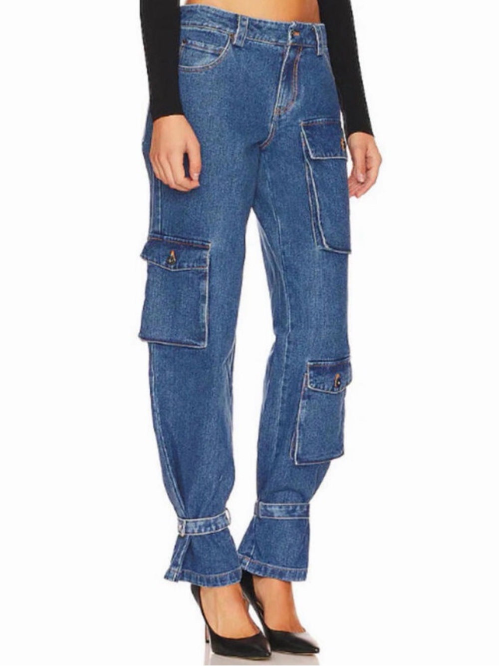 Revolve Bardot denim cargo pants in vintage size 25 new with tags